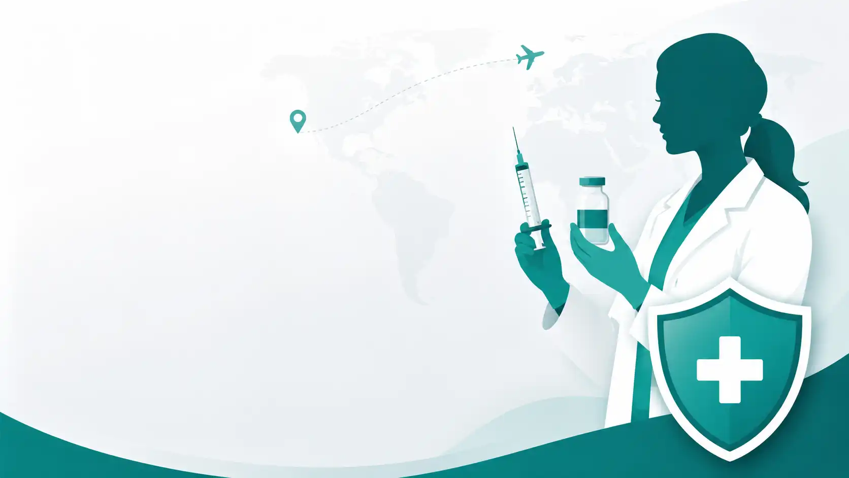 Typhoid vaccination illustration with syringe, vaccine vial, and protective shield icon.